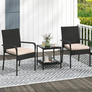 3 Piece Patio Furniture Set with Seat Cushions and Tempered Glass Tabletop by LJGDeals