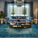 8x10 Aqua, Blue Hand Knotted 100% Wool Traditional Over dyed Distressed Oushak Designer Oriental Area Rug