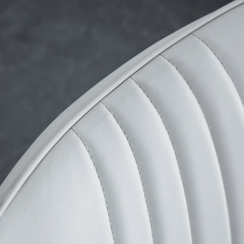 6 light gray dining chairs. Modern chairs from the Middle Ages. Made of PU material cushion and silver metal legs. Suitable for restaurants and living rooms