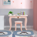 Kids Makeup Dressing Table with Tri-folding Mirror and Stool by LJGDeals