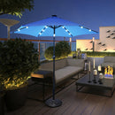 9 Feet Solar LED Lighted Patio Market Umbrella Tilt Adjustment Crank Lift by LJGDeals