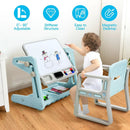 2 in 1 Kids Easel Table and Chair Set with Adjustable Art Painting Board by LJGDeals