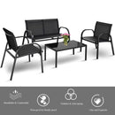 4 Pieces Patio Furniture Set with Glass Top Coffee Table by LJGDeals