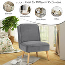 Velvet Accent Armless Side Chair with Rubber Wood Legs for Bedroom by LJGDeals