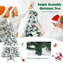 7 Feet Snow Flocked Christmas Tree with Poinsettia Flowers by LJGDeals
