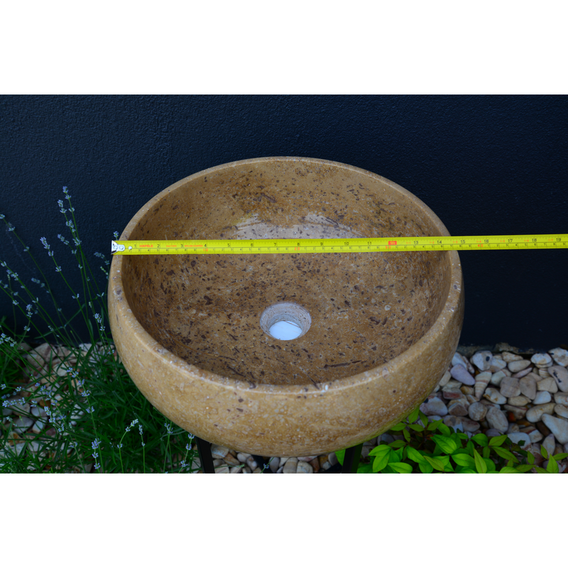 Noce Brown Travertine Vessel Sink - Handcrafted Natural Stone, photo 6 of 9