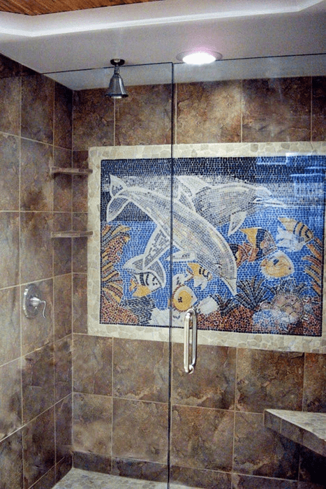 Aquarium Underwater Marble Mosaic Scene