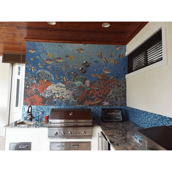 Aquatic Ocean Scene Glass Mosaic Pool Tiles