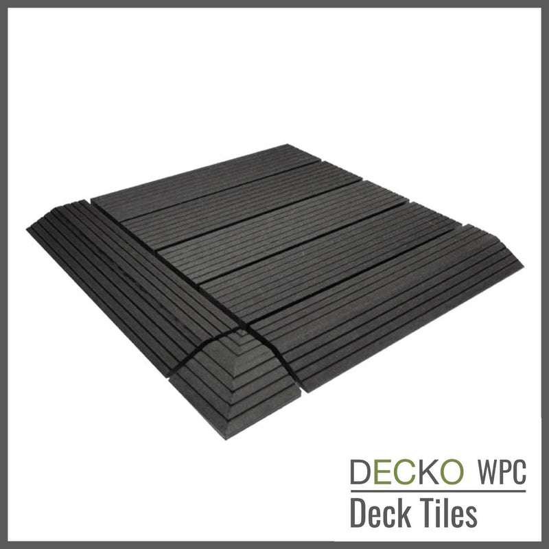 Deck Tile <b>Corner Ramp Edge</b> - for Premium WPC Interlocking Tiles | DECKO (3.1"/3.1"/0.8") - (One Piece)