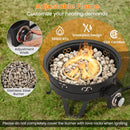 17 Inch Portable Gas Fire Pit with Folding Legs and Removable Grill for Camping-Black by LJGDeals