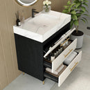 Modern Free-Standing Bathroom Vanity with Ceramic Vessel Sink & Durable Sintered Stone Top by HouseOfZazla