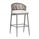 Outdoor Bar Height Metal Frame Counter Stools with Scallop-Shaped Backrest & Water-Resistant Cushions by HouseOfZazla