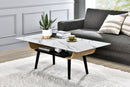 Landon - Coffee Table With Glass Marble Texture Top And Bent Wood Design by HouseOfZazla