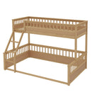 Twin XL over Queen Bunk Bed with Ladder and Guardrails, Natural