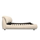 Luxury Upholstered Platform Bed With Oversized Padded Backrest And Solid Wood Frame