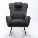 35.5 inch Rocking Chair with Pocket, Soft Teddy Fabric Rocking Chair for Nursery, Comfy Wingback Glider Rocker with Safe Solid Wood Base for Living Room Bedroom Balcony (greg)