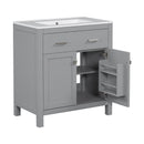 Bathroom Vanity With Ceramic Sink, Modern Single Bathroom Cabinet With 2 Doors And A Shelf, Soft Close Doors by HouseOfZazla