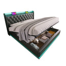 Upholstered Bed, 360 Surround LED Function, Remote Control, Hydraulic Storage Bed With USB, Type-C Charging (Without Mattress) by HouseOfZazla