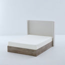 Shelton - Queen Upholstered Wingback Bed With 54" High Headboard - Ivory / Light Gray / Camel Oak by HouseOfZazla