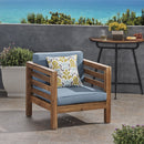 Outdoor Acacia Wood Patio Chair With Fabric Cushion by HouseOfZazla