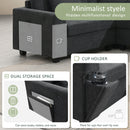 U Shaped Sectional Sofa 6 Seat Couch Set With Oversized Ottoman, Hidden Armrest Storage And Cup Holders USB Charging Ports Wide Seat Sofa by Unique Piece Furniture