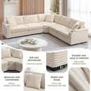 Convertible L Shaped Sectional Corner Couch With Armrest Storage Cup Holders USB Charger, Irregular Corner Oversized Comfy Modular Sofa by Unique Piece Furniture
