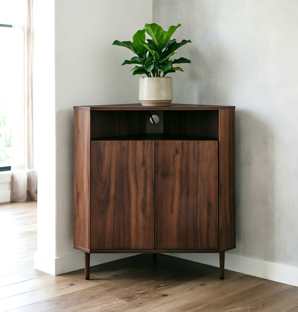 Modern Narrow Wooden Corner Storage Cabinet, photo 2 of 10