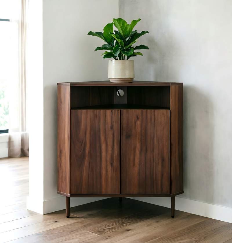 Modern Narrow Wooden Corner Storage Cabinet, photo 2 of 10