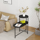 Round Coffee Table With Storage Tray 2 Tier Oval End Tables Wooden Small Side Table For Living Room by HouseOfZazla
