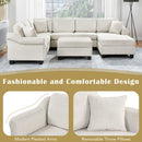 Contemporary U - Shaped Sectional Sofa With Movable Storage Ottoman by Unique Piece Furniture