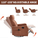 Orange Heat Massage Manual Recliner Chair with Rocker and Swivel