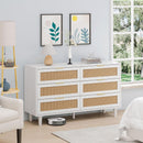 51.18"6-Drawers Rattan Storage Cabinet Rattan Drawer,for Bedroom,Living Room,White
