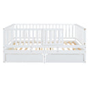 Daybed With Fence Guardrails And 2 Drawers, Split Into Independent Floor Bed & Daybed by HouseOfZazla