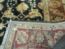 8' X 9' Handmade Pakistan Wool Cotton Rug Peshawar Black Floral Nice
