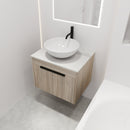 24" Modern Design Float Bathroom Vanity With Ceramic Basin Set, Wall Mounted White Oak Vanity With Soft Close Door, KD-PackingD-Packing Pieces