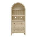 Arched Kitchen Pantry, Modern Farmhouse Wood Kitchen Storage Cabinets, Arched Storage Display Cabinet With Adjustable Shelves, Versatile Cupboard For Kitchen, Dining Room, Living Room - Natural by HouseOfZazla