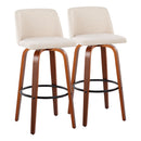 Toriano - Mid Century Modern Fixed Height Barstool Swivel And Round Footrest (Set of 2) by HouseOfZazla