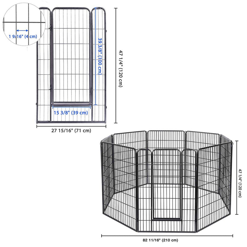 Yescom Heavy Duty Dog Playpen 48" Tall 16-Panel Puppy Pen Metal