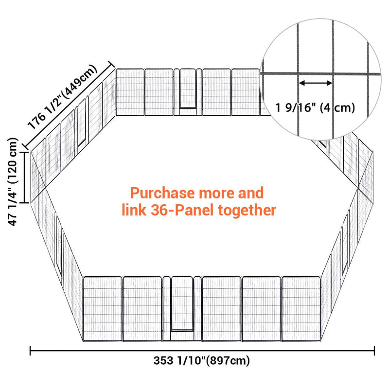 Yescom Heavy Duty Dog Playpen 48" Tall 6-Panel Puppy Pen Metal
