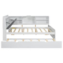 Platform Bed With Trundle, Shelves, And Storage Headboard