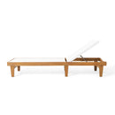 Outdoor Chaise Lounge With Acacia Wood Frame - White / Teak by HouseOfZazla