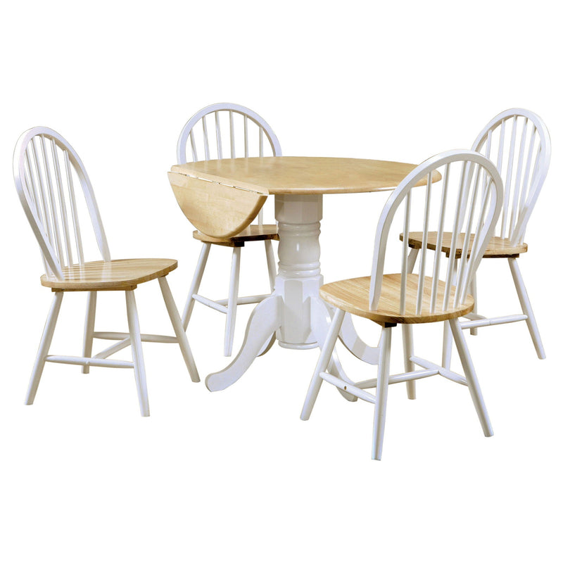 Allison 5-piece Round Drop Leaf Dining Table Set White, photo 2 of 7