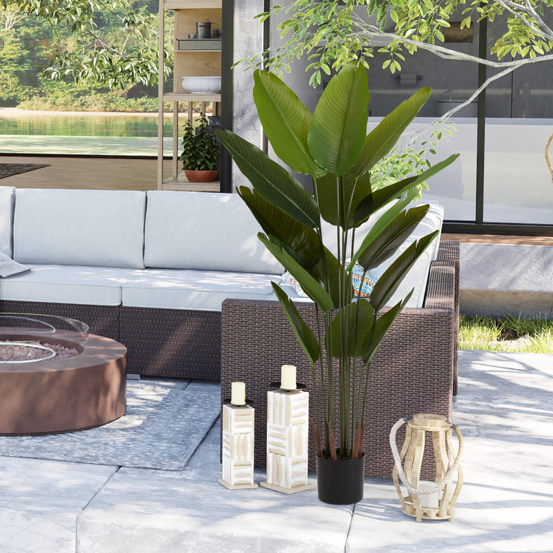 2025 New adhesive fabric traveler banana leaf 15 leaf home decoration indoor decoration artificial green plant 2pcs/set