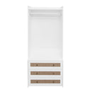 Wardrobe With 3 Drawers High Wardrobe Armoire With Rattan For Living Room Organizer - White by HouseOfZazla