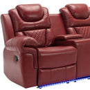 Home Theater Seating Manual Recliner Loveseat With Hide-Away Storage, Cup Holders And Led Light Strip For Living Room by HouseOfZazla