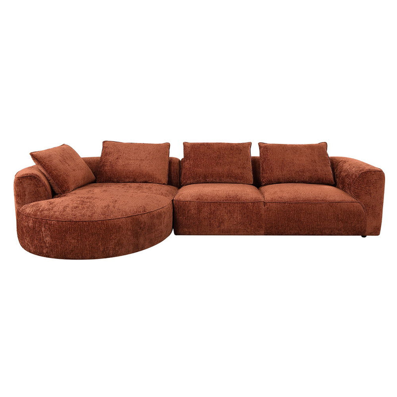 Aceso - Sectional Sofa With 4 Pillows - Rust Brown Chenille, photo 2 of 6