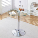 Modern Minimalist Circular Glass Dining Table With Electroplated Metal Legs 35" Diameter - Transparent by Unique Piece Furniture