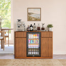 53.2" Fluted Buffet Wine Cabinet with Mini Fridge Nook by HouseOfZazla