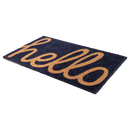 Cursive Hello Doormat Handwoven, Durable - Dark Blue