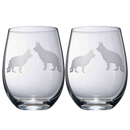 Set of 2 Dog Stemless German Shepherd Wine Glasses